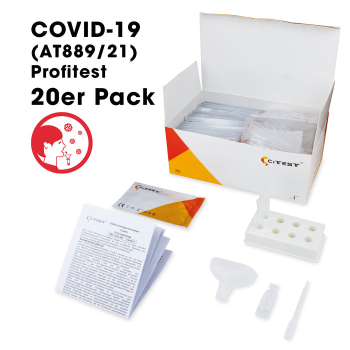 Citest Diagnostics Covid-19 Antigen Rapid Test Oral Fluid (AT889/21) Profitest (Spucktest / Speicheltest) im 20er Pack. Frei Haus ab 50,00 €