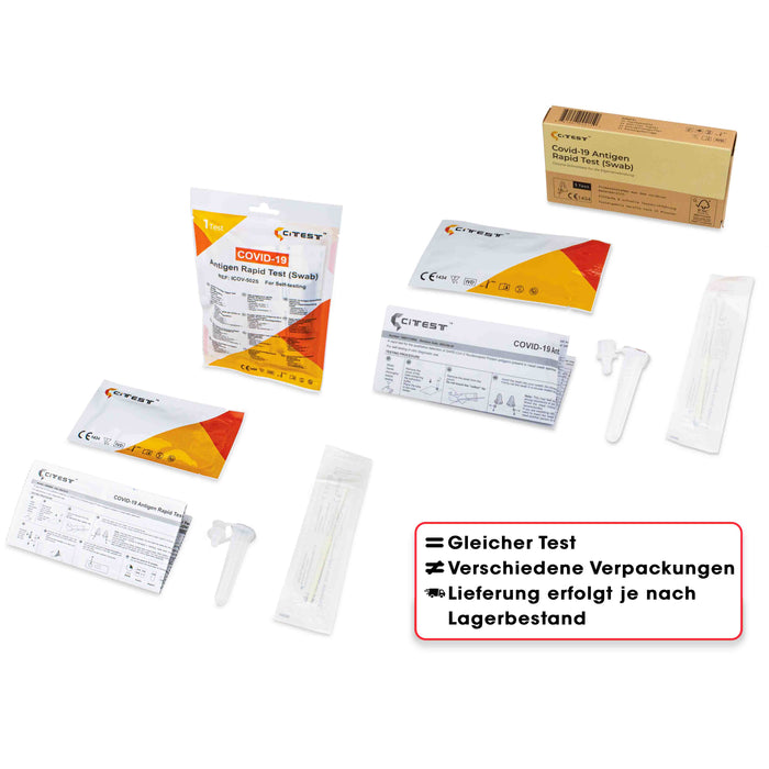 Citest Diagnostics Covid-19 Antigen Rapid Test Swab (AT1350/21) für den Heimgebrauch (Nasenabstrich) im 1er Pack. Frei Haus ab 50,00 €