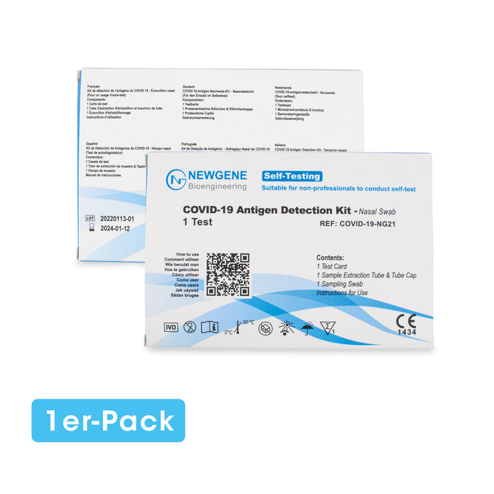 NEWGENE COVID-19 Antigen Test Kit – Nasal Swab (AT1210/21) für den Heimgebrauch (Nasenabstrich) im 1er Pack. Frei Haus ab 50,00 €